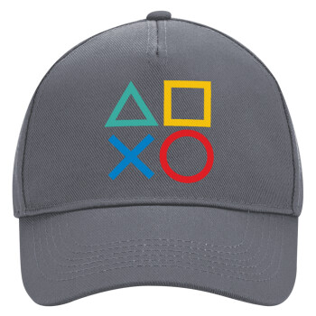 Gaming Symbols, Ultimate Adult Hat Grey, (100% COTTON DRILL, ADULT, UNISEX, ONE SIZE)