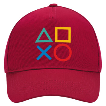 Gaming Symbols, Adult Ultimate Hat RED, (100% COTTON DRILL, ADULT, UNISEX, ONE SIZE)