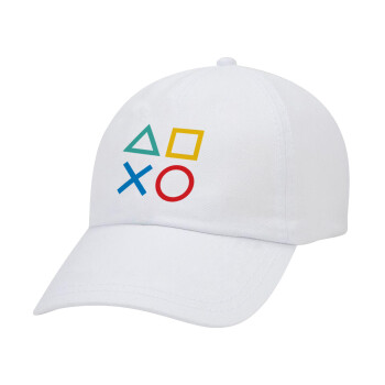 Gaming Symbols, Adult Baseball Cap White 5-panel (POLYESTER, ADULT, UNISEX, ONE SIZE)