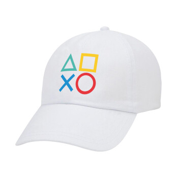 Gaming Symbols, Adult Baseball Cap White 5-panel (POLYESTER, ADULT, UNISEX, ONE SIZE)