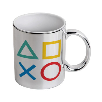 Gaming Symbols, Mug ceramic, silver mirror, 330ml