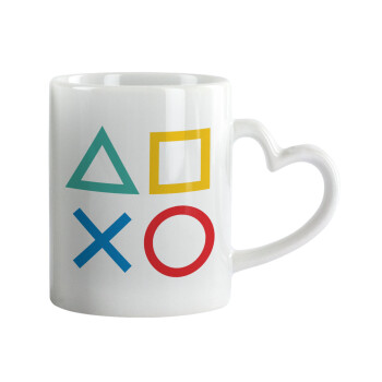 Gaming Symbols, Mug heart handle, ceramic, 330ml