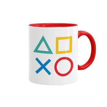 Gaming Symbols, Mug colored red, ceramic, 330ml