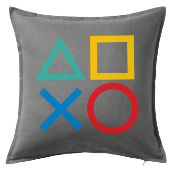 Gaming Symbols, Sofa cushion Grey 50x50cm includes filling