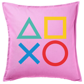 Gaming Symbols, Sofa cushion Pink 50x50cm includes filling