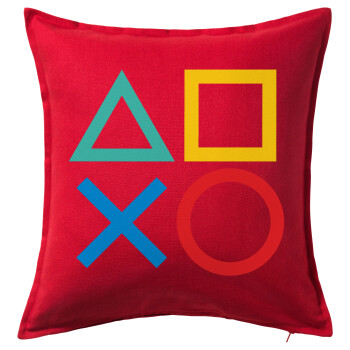 Gaming Symbols, Sofa cushion RED 50x50cm includes filling