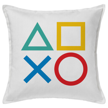 Gaming Symbols, Sofa cushion White 50x50cm includes filling