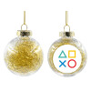 Transparent Christmas tree ball ornament with gold filling 8cm