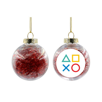 Gaming Symbols, Transparent Christmas tree ball ornament with red filling 8cm