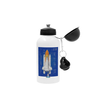Nasa Space Shuttle, Μεταλλικό παγούρι νερού, Λευκό, αλουμινίου 500ml