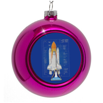 Nasa Space Shuttle, Purple Christmas tree ornament bauble 8cm