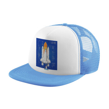 Nasa Space Shuttle, Child's Soft Trucker Hat with Blue/White Mesh (POLYESTER, CHILD, ONE SIZE)