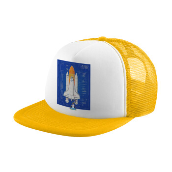 Nasa Space Shuttle, Καπέλο Ενηλίκων Soft Trucker με Δίχτυ Κίτρινο/White (POLYESTER, ΕΝΗΛΙΚΩΝ, UNISEX, ONE SIZE)