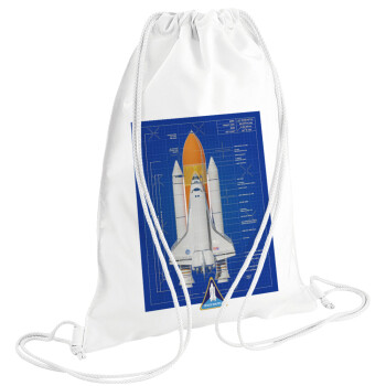 Nasa Space Shuttle, Backpack pouch GYMBAG white (28x40cm)