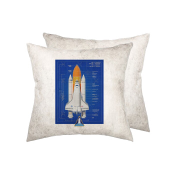 Nasa Space Shuttle, Μαξιλάρι καναπέ Δερματίνη Γκρι 40x40cm με γέμισμα