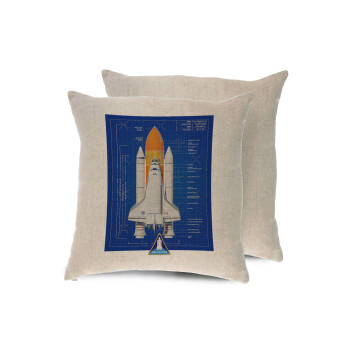 Nasa Space Shuttle, Μαξιλάρι καναπέ ΛΙΝΟ 40x40cm περιέχεται το  γέμισμα