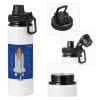 Metal water bottle with safety cap, aluminum 850ml