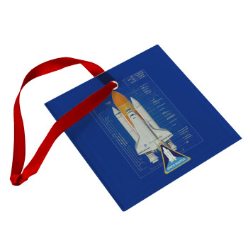 Nasa Space Shuttle, Christmas ornament, glass square ornament 9x9cm