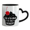 Mug heart black handle, ceramic, 330ml