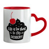 Mug heart red handle, ceramic, 330ml