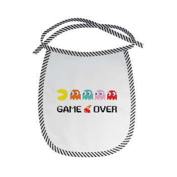 GAME OVER pac-man, Σαλιάρα μωρού αλέκιαστη με κορδόνι Μαύρη