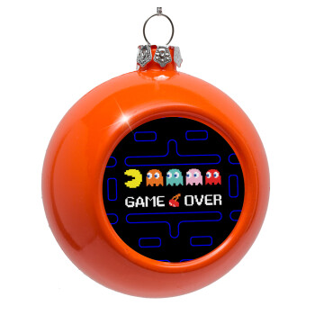 GAME OVER pac-man, Στολίδι Χριστουγεννιάτικη μπάλα δένδρου Πορτοκαλί 8cm