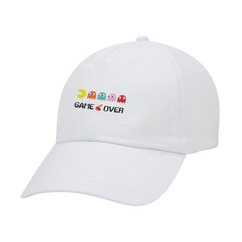 GAME OVER pac-man, Adult Baseball Cap White 5-panel (POLYESTER, ADULT, UNISEX, ONE SIZE)