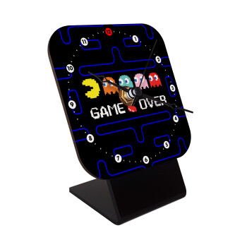 GAME OVER pac-man, Επιτραπέζιο ρολόι ξύλινο με δείκτες (10cm)