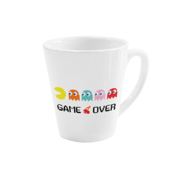 GAME OVER pac-man, Κούπα κωνική Latte Λευκή, κεραμική, 300ml