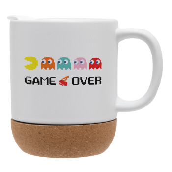 GAME OVER pac-man, Κούπα, κεραμική με βάση φελού και καπάκι (ΜΑΤ), 330ml (1 τεμάχιο)