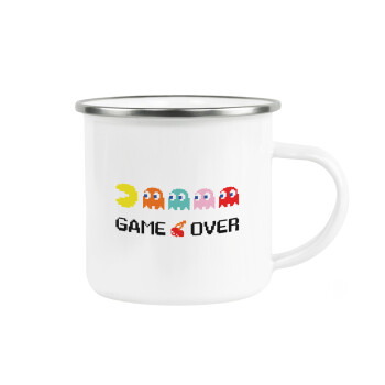 GAME OVER pac-man, Metallic enamel cup white 360ml