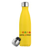 Yellow Stainless Steel Metallic Thermos, double-walled, 500ml