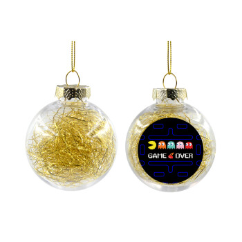 GAME OVER pac-man, Transparent Christmas tree ball ornament with gold filling 8cm