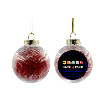 GAME OVER pac-man, Transparent Christmas tree ball ornament with red filling 8cm