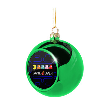 GAME OVER pac-man, Green Christmas tree ornament ball 8cm