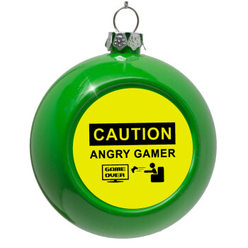 Caution, angry gamer!, Στολίδι Χριστουγεννιάτικη μπάλα δένδρου Πράσινο 8cm