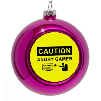 Caution, angry gamer!, Στολίδι Χριστουγεννιάτικη μπάλα δένδρου Μωβ 8cm