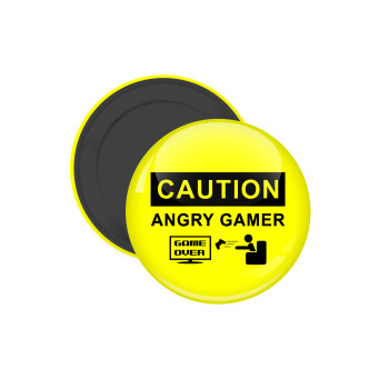 Caution, angry gamer!, Μαγνητάκι ψυγείου στρογγυλό διάστασης 5cm