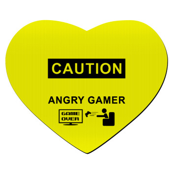 Caution, angry gamer!, Mousepad heart 23x20cm