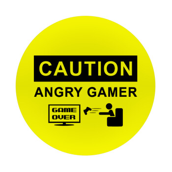 Caution, angry gamer!, Mousepad Στρογγυλό 20cm