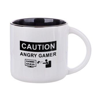 Caution, angry gamer!, Κούπα κεραμική 400ml Λευκή/Μαύρη