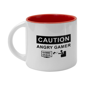 Caution, angry gamer!, Κούπα κεραμική 400ml Λευκή/Κόκκινη