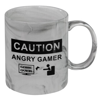 Caution, angry gamer!, Mug ceramic marble style, 330ml