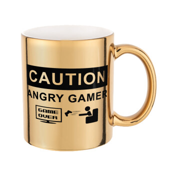 Caution, angry gamer!, Mug ceramic, gold mirror, 330ml