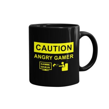 Caution, angry gamer!, Κούπα Μαύρη, κεραμική, 330ml