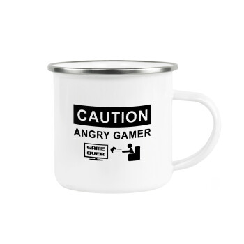 Caution, angry gamer!, Metallic enamel cup white 360ml