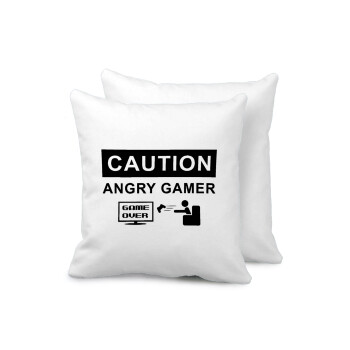 Caution, angry gamer!, Sofa cushion 40x40cm includes filling