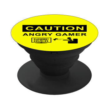 Caution, angry gamer!, Phone Holders Stand  Black Hand-held Mobile Phone Holder