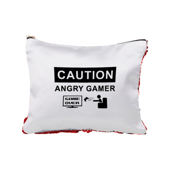 Caution, angry gamer!, Red sequin cosmetic bag