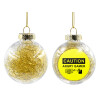 Transparent Christmas tree ball ornament with gold filling 8cm